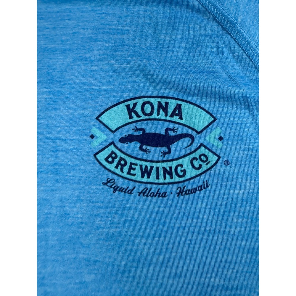Kona Brewing Co Blue Heather Raglan Performance T-Shirt Mens Medium